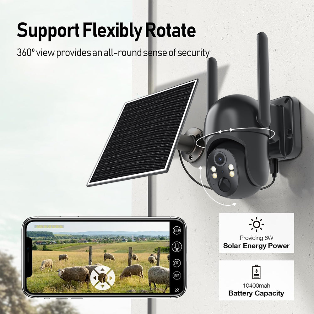 4G LTE Solar Security Camera – No Wi-Fi, Outdoor, 2K Night Vision